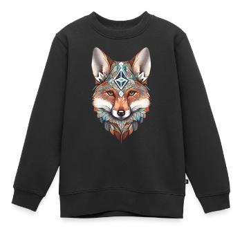 Renard Aquarelle Mandala Yoga Forêt Animal Spirituel - Sweat Premium enfant bio - noir - Devant - AI Model Kid Female (0cm)