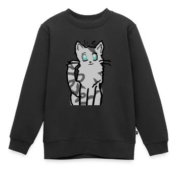 Chats guerriers - Jayfeather - Sweat Premium enfant bio - noir - Devant - AI Model Kid Female (0cm)