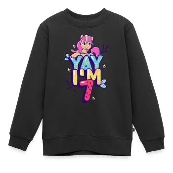 My Little Pony Geburtstag Yay I'm 7 - Kinder Premium Organic Sweatshirt - Schwarz - Vorne - AI Model Kid Female (0cm)