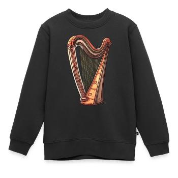 Harfe im Comic Stil - Kinder Premium Organic Sweatshirt - Schwarz - Vorne - AI Model Kid Female (0cm)