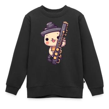 Klarinette im Comic Stil - Kinder Premium Organic Sweatshirt - Schwarz - Vorne - AI Model Kid Female (0cm)