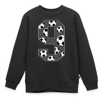 9 Anniversaire Football Gris - Sweat Premium enfant bio - noir - Devant - AI Model Kid Female (0cm)