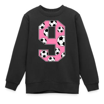 9 Anniversaire Football Rose - Sweat Premium enfant bio - noir - Devant - AI Model Kid Female (0cm)