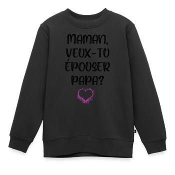 Demande Mariage - Sweat Premium enfant bio - noir - Devant - AI Model Kid Female (0cm)