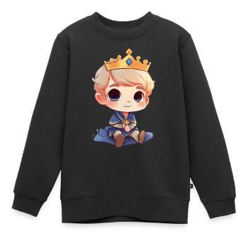Königliche Eleganz Ein Prinz - Kinder Premium Organic Sweatshirt - Schwarz - Vorne - AI Model Kid Female (0cm)
