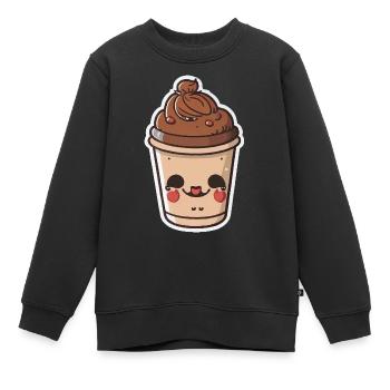 Kaffee - Kinder Premium Organic Sweatshirt - Schwarz - Vorne - AI Model Kid Female (0cm)
