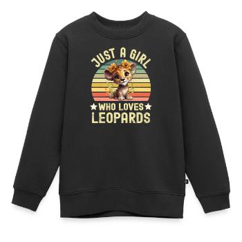 Leopard - Kinder Premium Organic Sweatshirt - Schwarz - Vorne - AI Model Kid Female (0cm)