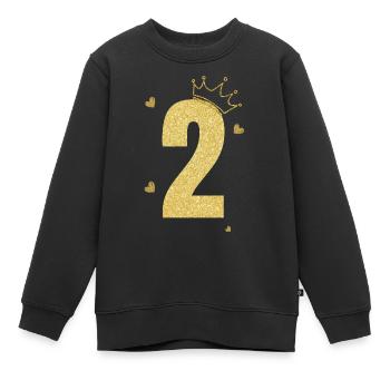 Goldene Krone zum 2. Jahrestag - Kinder Premium Organic Sweatshirt - Schwarz - Vorne - AI Model Kid Female (0cm)