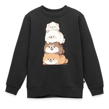 Shiba Pyramide - Kinder Premium Organic Sweatshirt - Schwarz - Vorne - AI Model Kid Female (0cm)