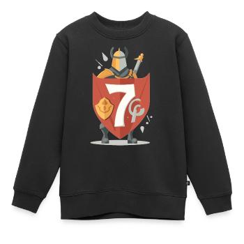 7.Geburtstag Rittermotiv - Kinder Premium Organic Sweatshirt - Schwarz - Vorne - AI Model Kid Female (0cm)
