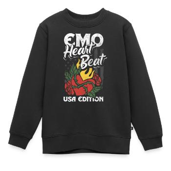 Emoticon Emo Heartbeat USA Edition Emocore - Kinder Premium Organic Sweatshirt - Schwarz - Vorne - AI Model Kid Female (0cm)