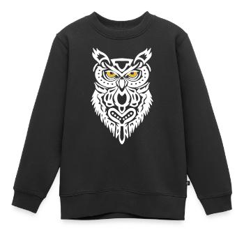 Der Blick der weißen Eule - Kinder Premium Organic Sweatshirt - Schwarz - Vorne - AI Model Kid Female (0cm)