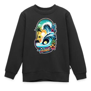 Surfen Strand Palme Sonnenschein Urlaub - Kinder Premium Organic Sweatshirt - Schwarz - Vorne - AI Model Kid Female (0cm)