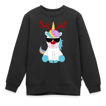 Rudolf das Einhorn - Kinder Premium Organic Sweatshirt - Schwarz - Vorne - AI Model Kid Female (0cm)