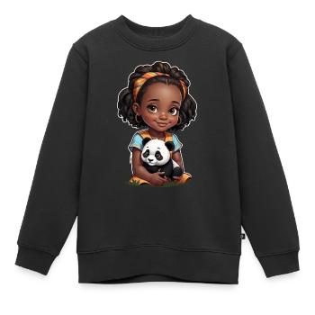 Idée Cadeau Panda Enfant - Sweat Premium enfant bio - noir - Devant - AI Model Kid Female (0cm)