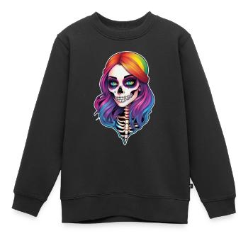 Halloween - Rock & Regenbogen - Kinder Premium Organic Sweatshirt - Schwarz - Vorne - AI Model Kid Female (0cm)