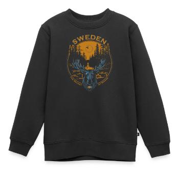 Sweden - Moose - Nature - Kinder Premium Organic Sweatshirt - Schwarz - Vorne - AI Model Kid Female (0cm)