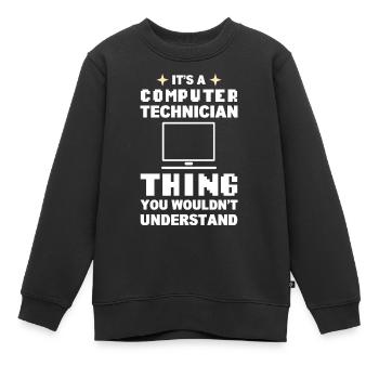 Lustiger Computerfreak Computertechniker - Kinder Premium Organic Sweatshirt - Schwarz - Vorne - AI Model Kid Female (0cm)