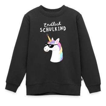 Endlich Schulkind Einhorn Schule Einschulung - Kinder Premium Organic Sweatshirt - Schwarz - Vorne - AI Model Kid Female (0cm)