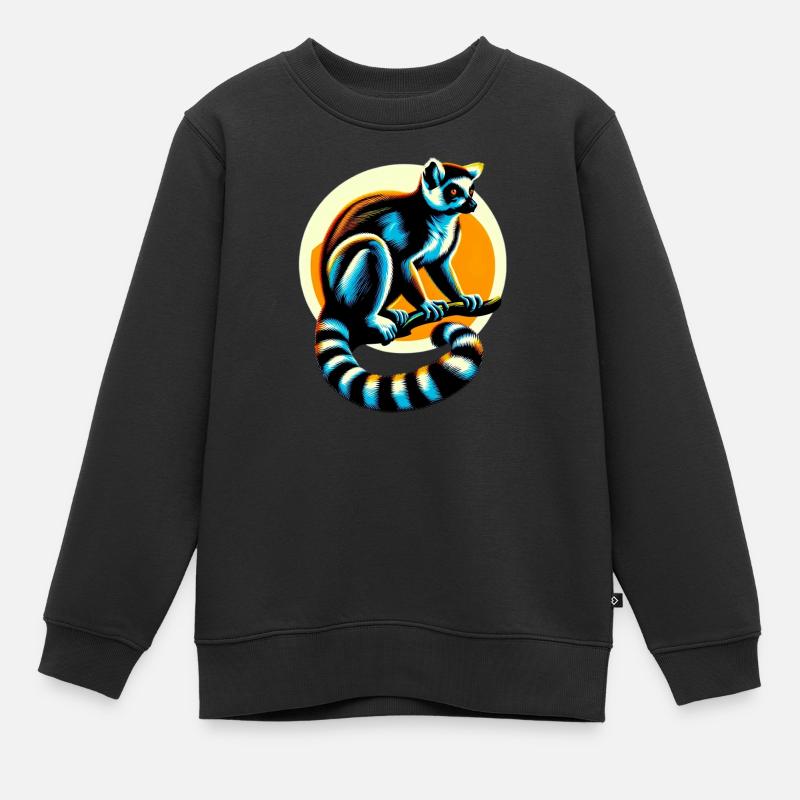 Lemur - Kinder Premium Organic Sweatshirt - Schwarz