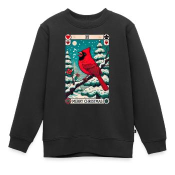 Cardinal rouge de Noël - Sweat Premium enfant bio - noir - Devant - AI Model Kid Female (0cm)