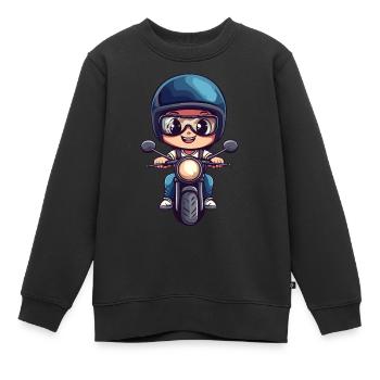Moto pour enfants Design - Sweat Premium enfant bio - noir - Devant - AI Model Kid Female (0cm)
