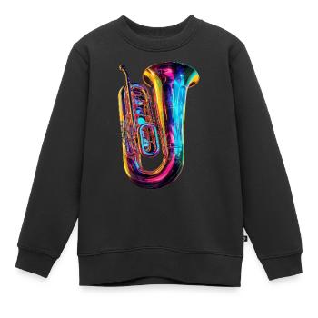 Tuba - Sweat Premium enfant bio - noir - Devant - AI Model Kid Female (0cm)