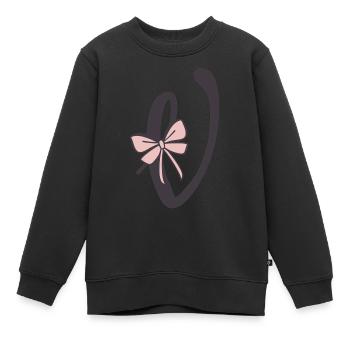 Anfangsbuchstabe V Schleifchen - Kinder Premium Organic Sweatshirt - Schwarz - Vorne - AI Model Kid Female (0cm)