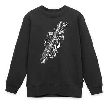Flöte Zeichnung - Kinder Premium Organic Sweatshirt - Schwarz - Vorne - AI Model Kid Female (0cm)