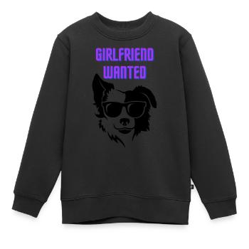 Girlfriend Wanted (chien cool avec des lunettes noires) - Sweat Premium enfant bio - noir - Devant - AI Model Kid Female (0cm)