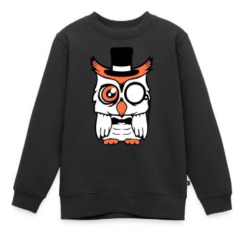 Sir Eule Zylinder Hut Monokel Brille reicher Herr - Kinder Premium Organic Sweatshirt - Schwarz - Vorne - AI Model Kid Female (0cm)