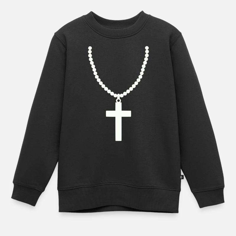 Chaîne croisée 1 - Sweat Premium enfant bio - noir