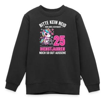 25 ans de service – Ne soyez pas jaloux d'Einhorn - Sweat Premium enfant bio - noir - Devant - AI Model Kid Female (0cm)
