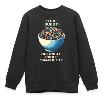 Cable clutter untangled | Cable management - Kids Premium Organic Sweatshirt - black - Front - AI Model Kid Female (0cm)