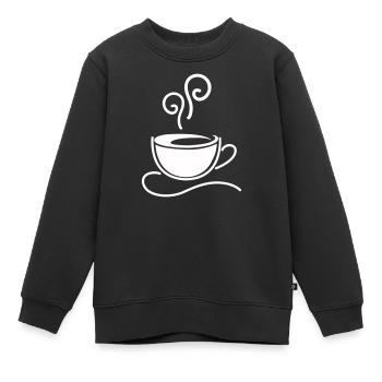 Kaffeetasse Skizzenlinie Dampf - Kinder Premium Organic Sweatshirt - Schwarz - Vorne - AI Model Kid Female (0cm)