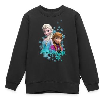Frozen Anna & Elsa Umgeben Von Schneeflocken - Kinder Premium Organic Sweatshirt - Schwarz - Vorne - AI Model Kid Female (0cm)