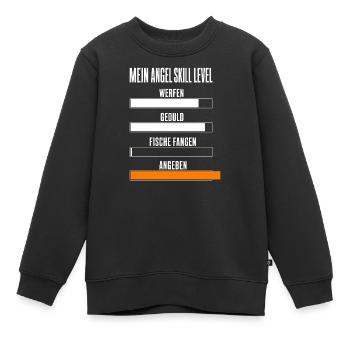 Mein Angel Skill Level Lustiges Angler Motiv mit - Kinder Premium Organic Sweatshirt - Schwarz - Vorne - AI Model Kid Female (0cm)