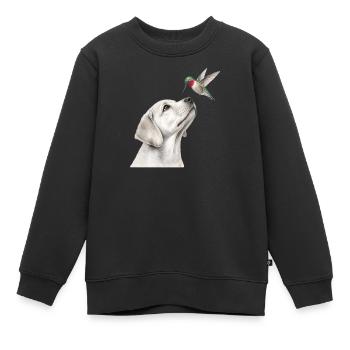 Labrador Kolibri Bleistift Hunde Motiv - Kinder Premium Organic Sweatshirt - Schwarz - Vorne - AI Model Kid Female (0cm)