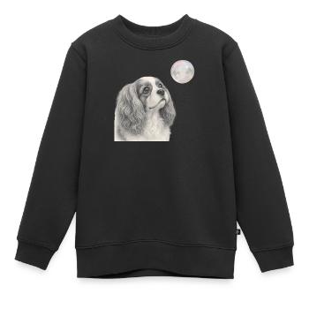 Motif rétro du chien Cavalier King Charles Spaniel - Sweat Premium enfant bio - noir - Devant - AI Model Kid Female (0cm)