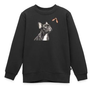 Cadeau du motif nature du bouledogue français - Sweat Premium enfant bio - noir - Devant - AI Model Kid Female (0cm)