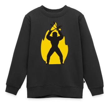 Ich habe Feuer gemacht! - Kinder Premium Organic Sweatshirt - Schwarz - Vorne - AI Model Kid Female (0cm)