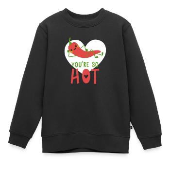 Du bist so heiß Peperoni - Kinder Premium Organic Sweatshirt - Schwarz - Vorne - AI Model Kid Female (0cm)