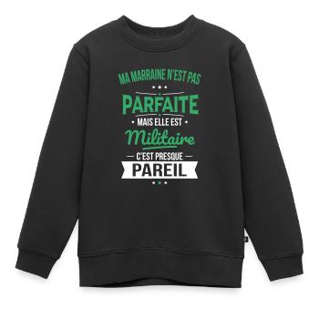Ma marraine n'est pas parfaite - Militaire - Sweat Premium enfant bio - noir - Devant - AI Model Kid Female (0cm)