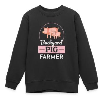 Hinterhof Schweine Bauer Tierhaltung Bauernhof Lustig - Kinder Premium Organic Sweatshirt - Schwarz - Vorne - AI Model Kid Female (0cm)