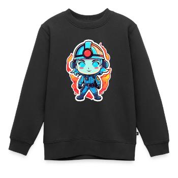 Feuerwehrfrau Zeichnung - Kinder Premium Organic Sweatshirt - Schwarz - Vorne - AI Model Kid Female (0cm)