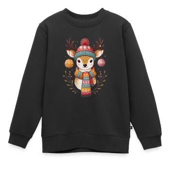 Cerf festif avec ornements Écharpe - Sweat Premium enfant bio - noir - Devant - AI Model Kid Female (0cm)