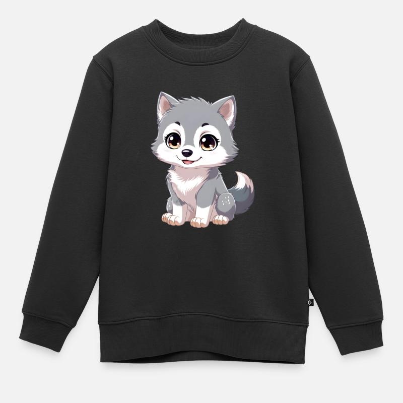 Bébé loup - Sweat Premium enfant bio - noir