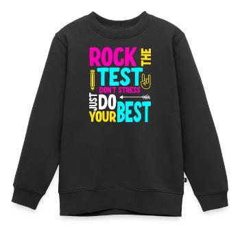 Rock den Test - Kinder Premium Organic Sweatshirt - Schwarz - Vorne - AI Model Kid Female (0cm)
