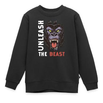 Monkey Primat Schimpanse - Kinder Premium Organic Sweatshirt - Schwarz - Vorne - AI Model Kid Female (0cm)