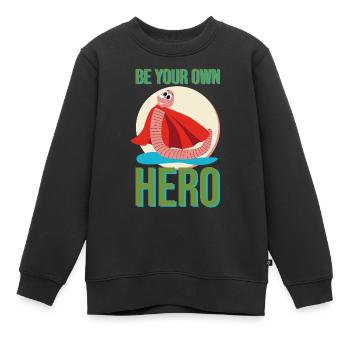 Earthworm Superhero Hero Cape Puddle Gift - Sweat Premium enfant bio - noir - Devant - AI Model Kid Female (0cm)
